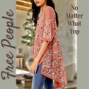 FREE PEOPLE No Matter What Cotton Mesh Top in Moody Combo